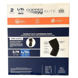 Copper Fit Elite Knee Compression Sleeve Knee Brace, 2-Pack