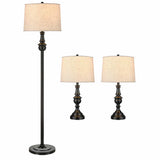 Bridgeport Designs Brighten Linen Shade Floor Lamp Set, 2 Table lamps & Floor Lamp