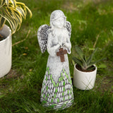 Praying Angel With Cross Solar Garden Light,  12"H x 4"W x 3.5"D