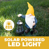 VP Home Earnest Garden Gnomes with Solar Powered Lantern