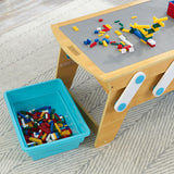 KidKraft Building Bricks Play N Store Wooden Table, Children's Toy Storage with Bins