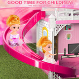 4 Stories 10 Rooms Dolls House with 2 Princesses Slide Accessories, Playset for Toddler Playhouse