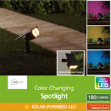 Mainstays 100 Lumen Color Change Solar LED Spotlight, 2 Count Warm White Light