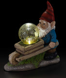 Vp Home Wheelbarrow Gnome With Magic Orb Solar Powered Led Light