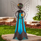 Mainstays 16.5"H Metal Solar Angel, Rustic Brown Solar Light Up Angel