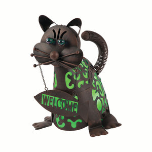 11.42" H Metal Rustic Brown Solar Cat by Better Homes & Gardens