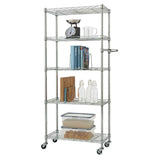 TRINITY Basics EcoStorage Pantry Rack, 5-Tier NSF Certified Rack with Sidehandle Dividers & Wheels