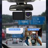 1080P 3 Channel Front & Rear Inside Dash Camera, 24 Hours Parking Monitor