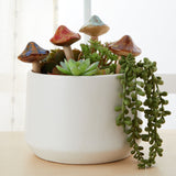 4 Pack of Outdoor Miniature Ceramic Mushrooms, 7.40 x 6.40 x 3.00 Inches