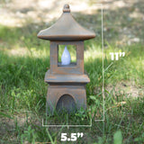 VP Home Peaceful Zen Pagoda Solar Powered Garden Light, 11"H x 5.5"W x 4.25" D