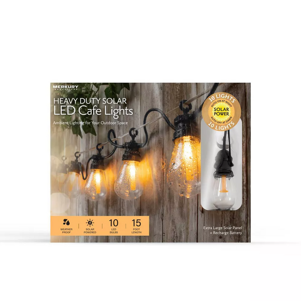 Merkury Heavy Duty Solar LED Cafe Lights 10 Bulbs 15 L Homesmartcamera