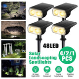 Litom 48LED Solar Landscape Spotlights, 2Pack 3 Lighting Modes & Light Sensor