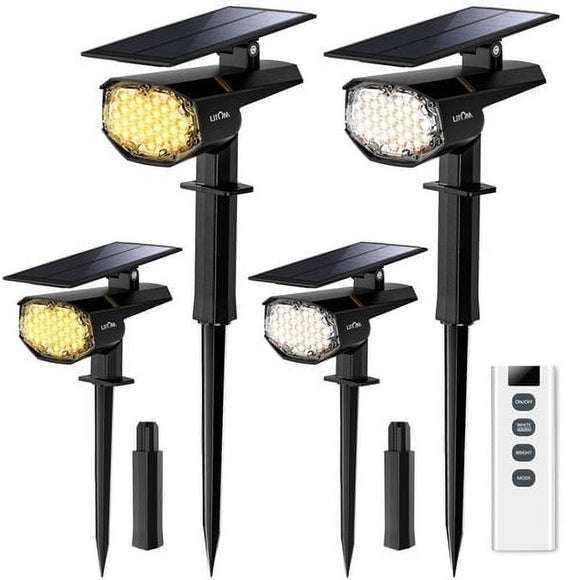 Litom 30 LED Solar Landscape Spotlight, 4-Pack Cold & Warm White Color