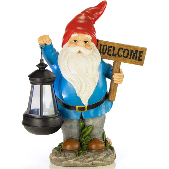 Vp Home Welcome Gnome With Lantern Solar Powered Led Light