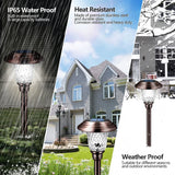 WeGuard Solar Glass Stainless Steel Pathway Lights, 8 Pack 16 Lumens Patterned Light