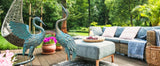 33-37 Inch Iron Crane Statue Set, Retro Spread-winged Garden Decoration, 2 Pc