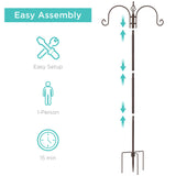 91in Best Choice Products 4-Hook Birdfeeder Station, Steel Multi-Feeder Stand w/ 2 Feeders