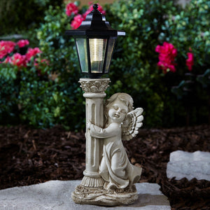 Brylanehome Angel With Solar Lantern, 3.5"L x 5"W x 15.75"H