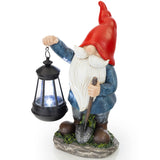 VP Home Earnest Garden Gnomes with Solar Powered Lantern