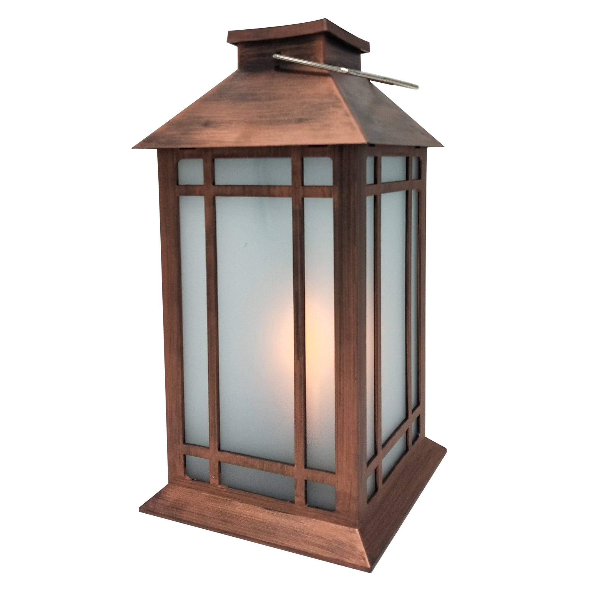 Mainstays Decorative Bronze Solar Outdoor Lantern With Flickering Flame LED  Light