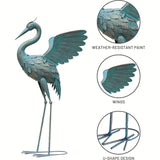 33-37 Inch Iron Crane Statue Set, Retro Spread-winged Garden Decoration, 2 Pc