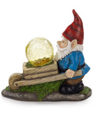 Vp Home Wheelbarrow Gnome With Magic Orb Solar Powered Led Light