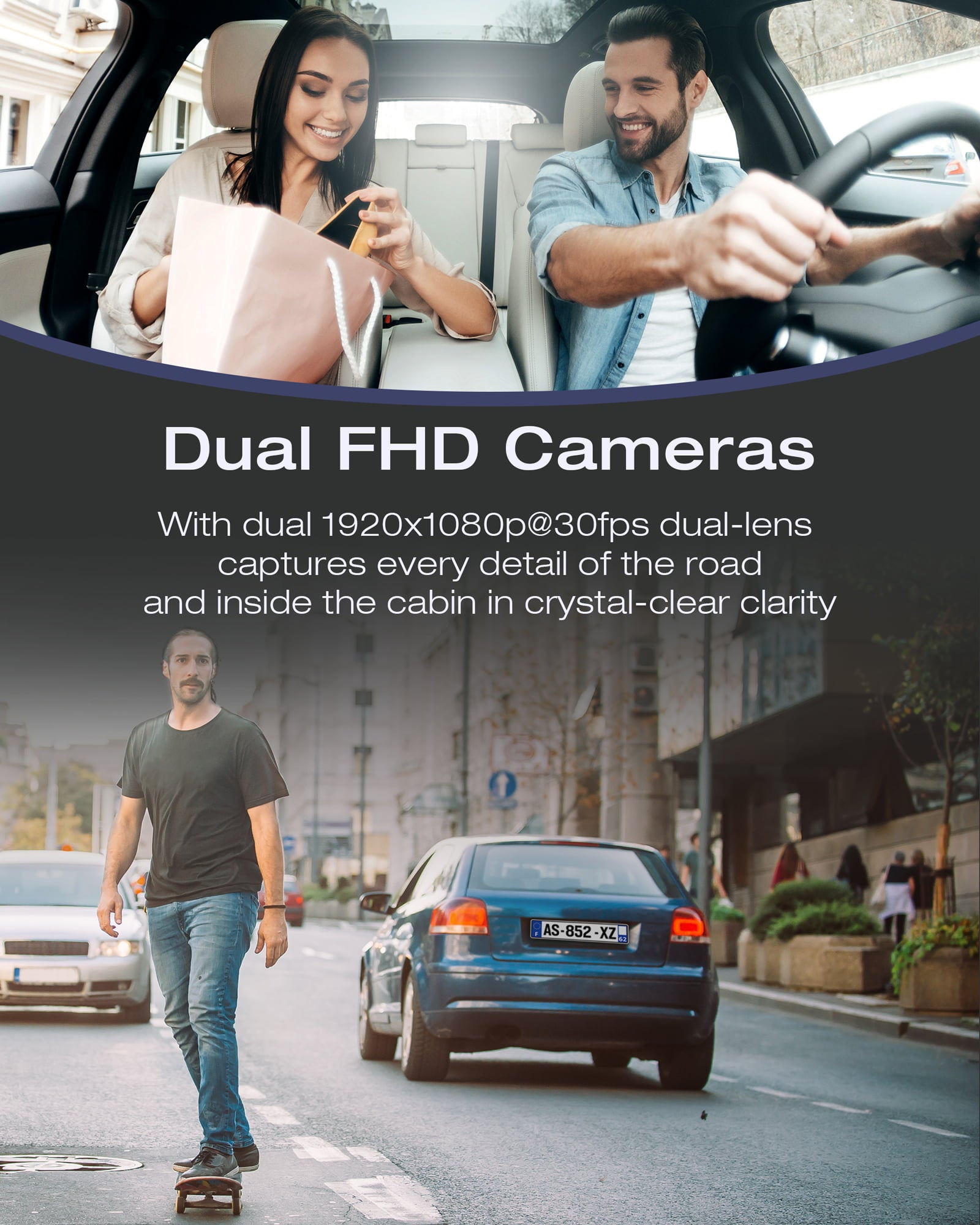 TOGUARD Uber Dual Dash Cam IR Night Vision HD 1080P Car Driving