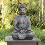 15" Polyresin Buddha Statue by Alpine Corporation, 8"W x 10"L x 15"H