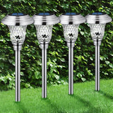 WeGuard Solar Glass Stainless Steel Pathway Lights, 8 Pack 16 Lumens Patterned Light