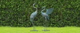 33-37 Inch Iron Crane Statue Set, Retro Spread-winged Garden Decoration, 2 Pc