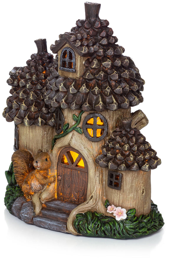Vp Home Pinecone Squirrel Cottage with Solar Led Light