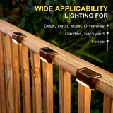 HTB Solar Deck Lights Fence Post Solar Lights, Brown - Warm White