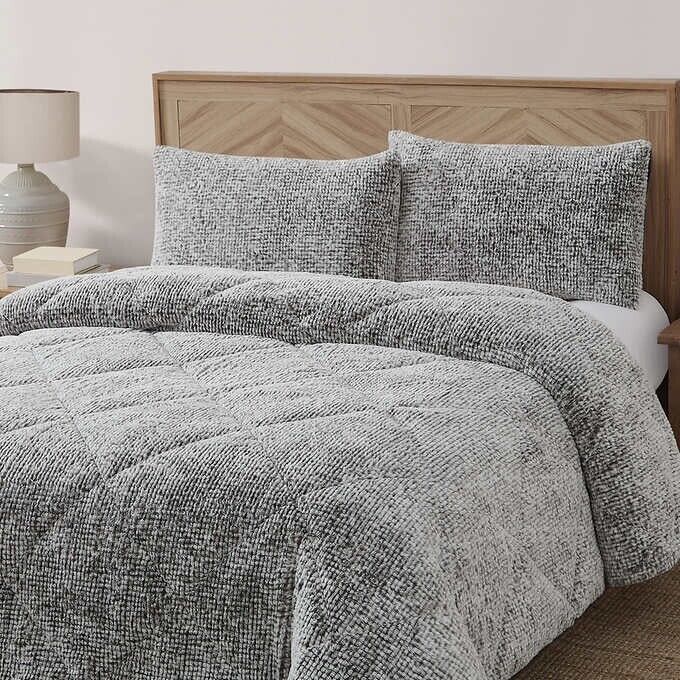 King size cheapest faux fur Frye comforter set 3 piece set