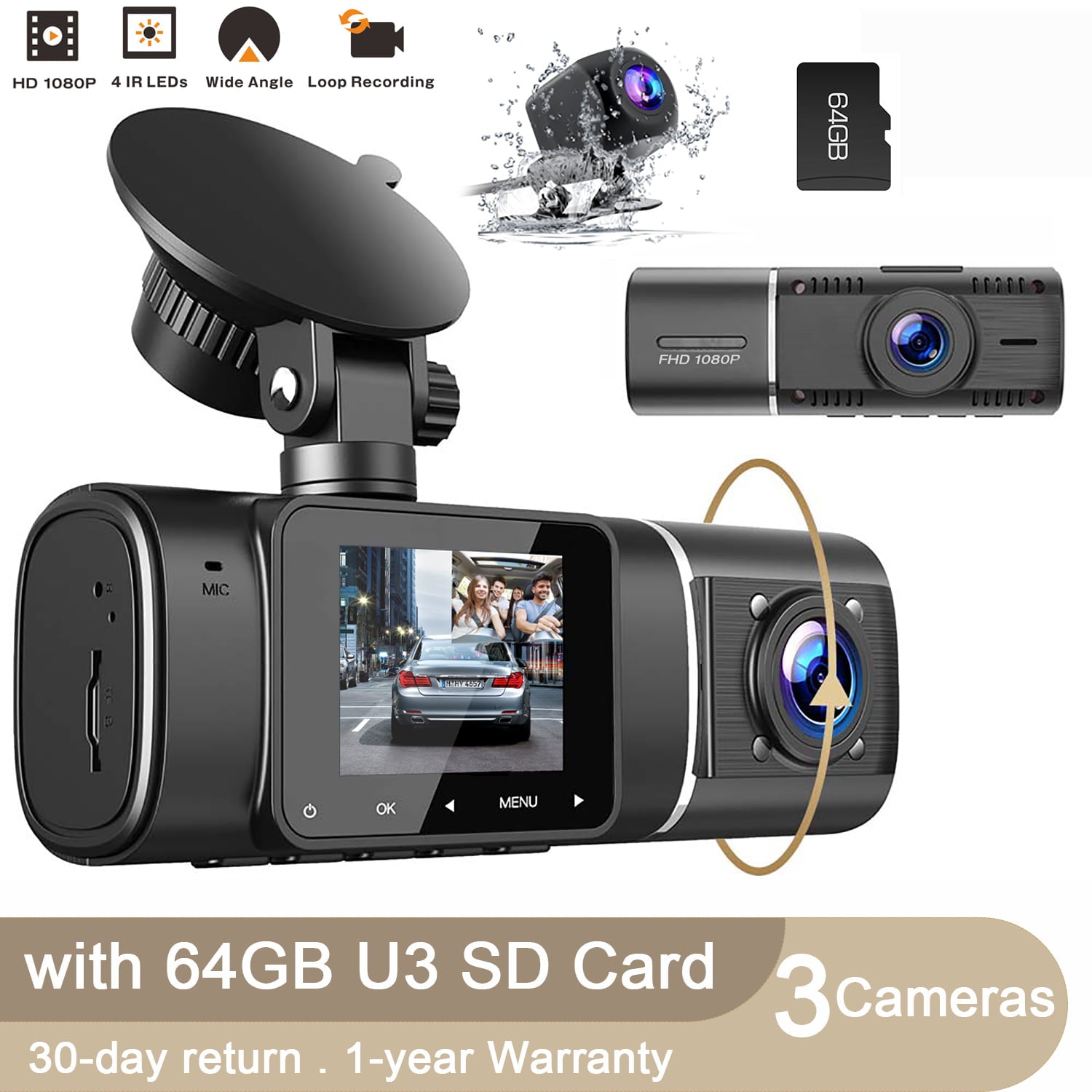 TOGUARD UHD 4K+1080P Dual DashCam WLAN GPS Auto Kamera DVR Recorder  Nachtsicht