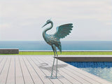 33-37 Inch Iron Crane Statue Set, Retro Spread-winged Garden Decoration, 2 Pc