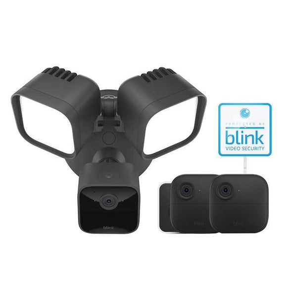 Blink Wired Floodlight Camera Security System with 2 Outdoor Camera Bundle