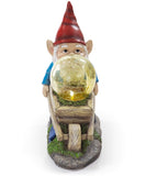 Vp Home Wheelbarrow Gnome With Magic Orb Solar Powered Led Light