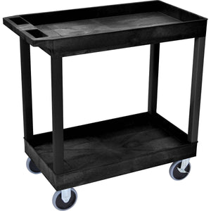 Luxor E Series Utility Cart, 2 Shelf Heavy-duty Polyethylene Cart