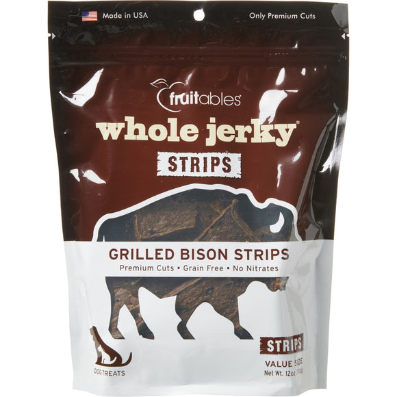 Fruitables Whole Jerky Strips Grilled Bison Strips Dog Treats,  2 Pack/ 12 oz