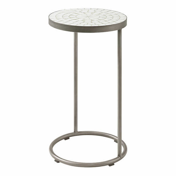 Stylecraft White Marble Mosaic Accent Table, 15