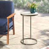 Stylecraft White Marble Mosaic Accent Table, 15" Dia. x 26" H