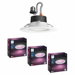 Philips Hue White and Color Ambiance 6" Recessed Downlight, 3-pack