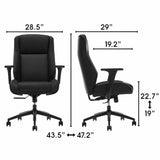 Thomasville Darius Bonded Leather Executive Chair, Adjustable Arm Rest Office Chair