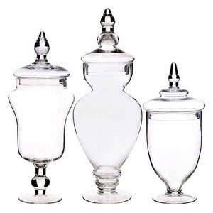 Candy Jar Set of 3 ,Apothecary Jar with Lid, Crystal Candy Jar, Decorative