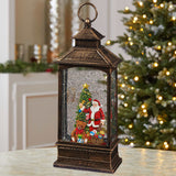 13.7" H Holiday Glitter Lantern with with LED Lights, Illuminated Water Globe with Glitter