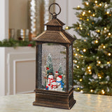 13.7" H Holiday Glitter Lantern with with LED Lights, Illuminated Water Globe with Glitter