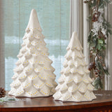 Mullally LED White Ceramic Christmas Tree, Set of 2