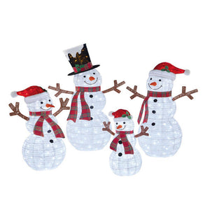 LED Pre-Lit Pop-Up 4 Snowman Family with 600 Total LED Lights, 4 Snowman Christmas Decoration