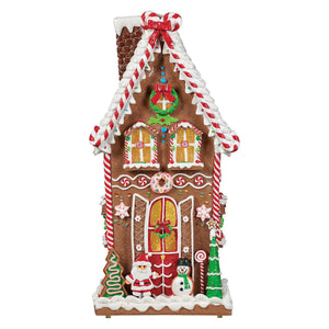 25" Gingerbread House with Lights & Music, 13.2" W x 12.5" L x 25.2" H