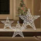 3 Pieces LED Star Set with 420 LED Lights, Stars sizes 36", 26", and 18"